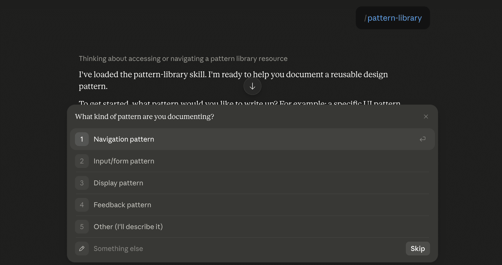 Step 6: Run the pattern-library skill in Claude