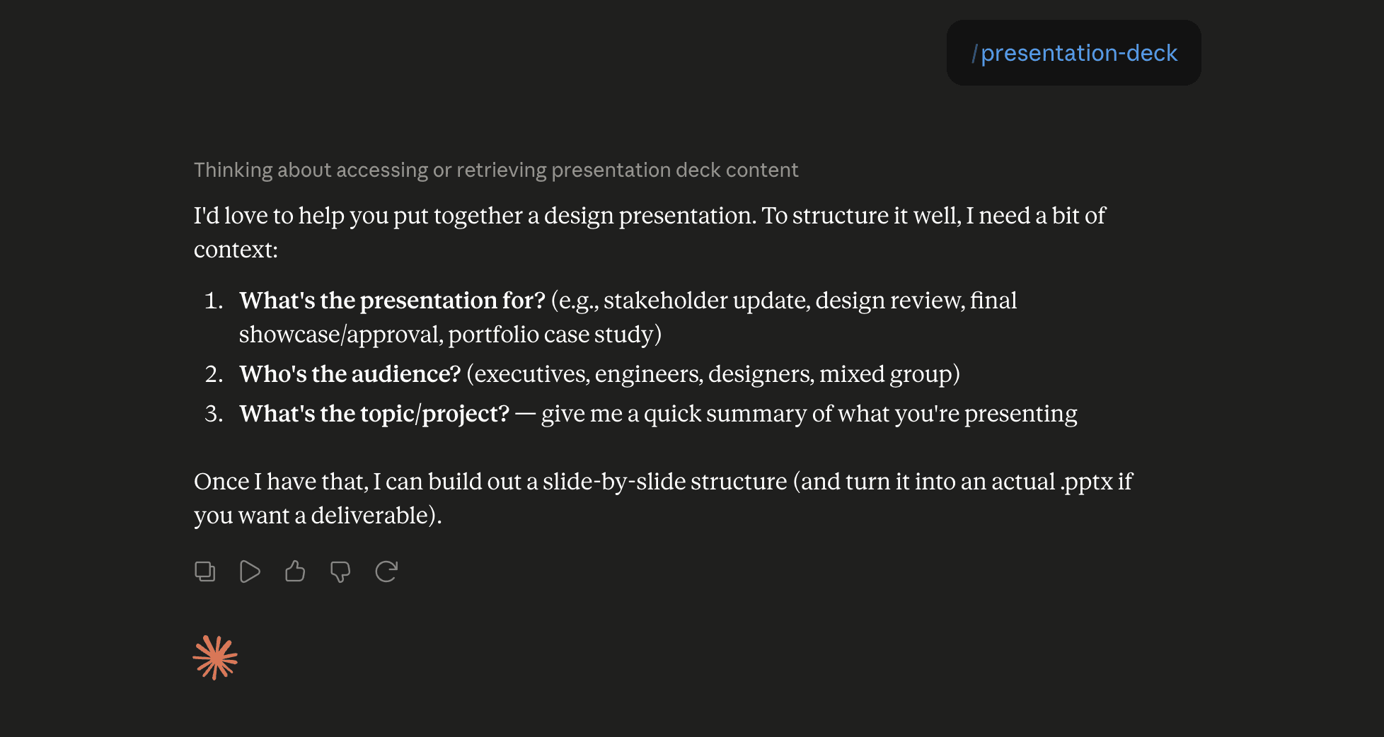 Step 6: Run the presentation-deck skill in Claude