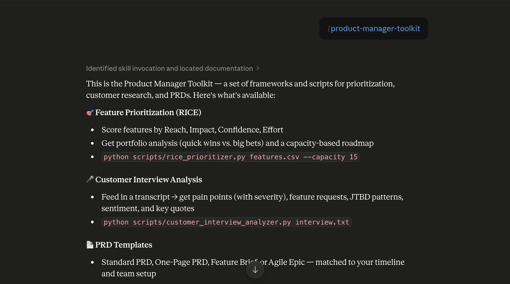 Step 6: Run the product-manager-toolkit skill in Claude