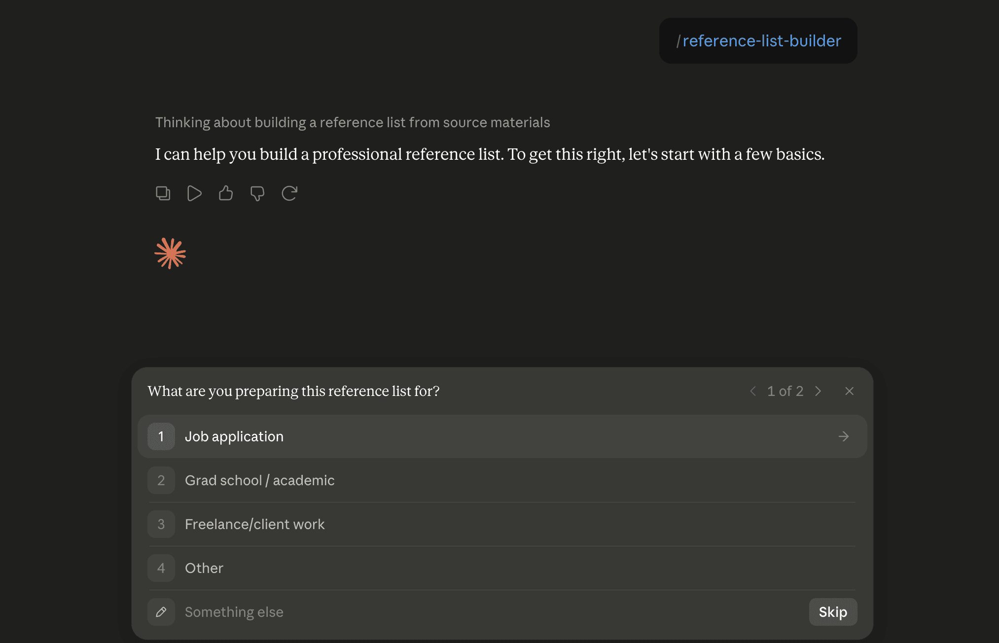 Step 6: Run the reference-list-builder skill in Claude