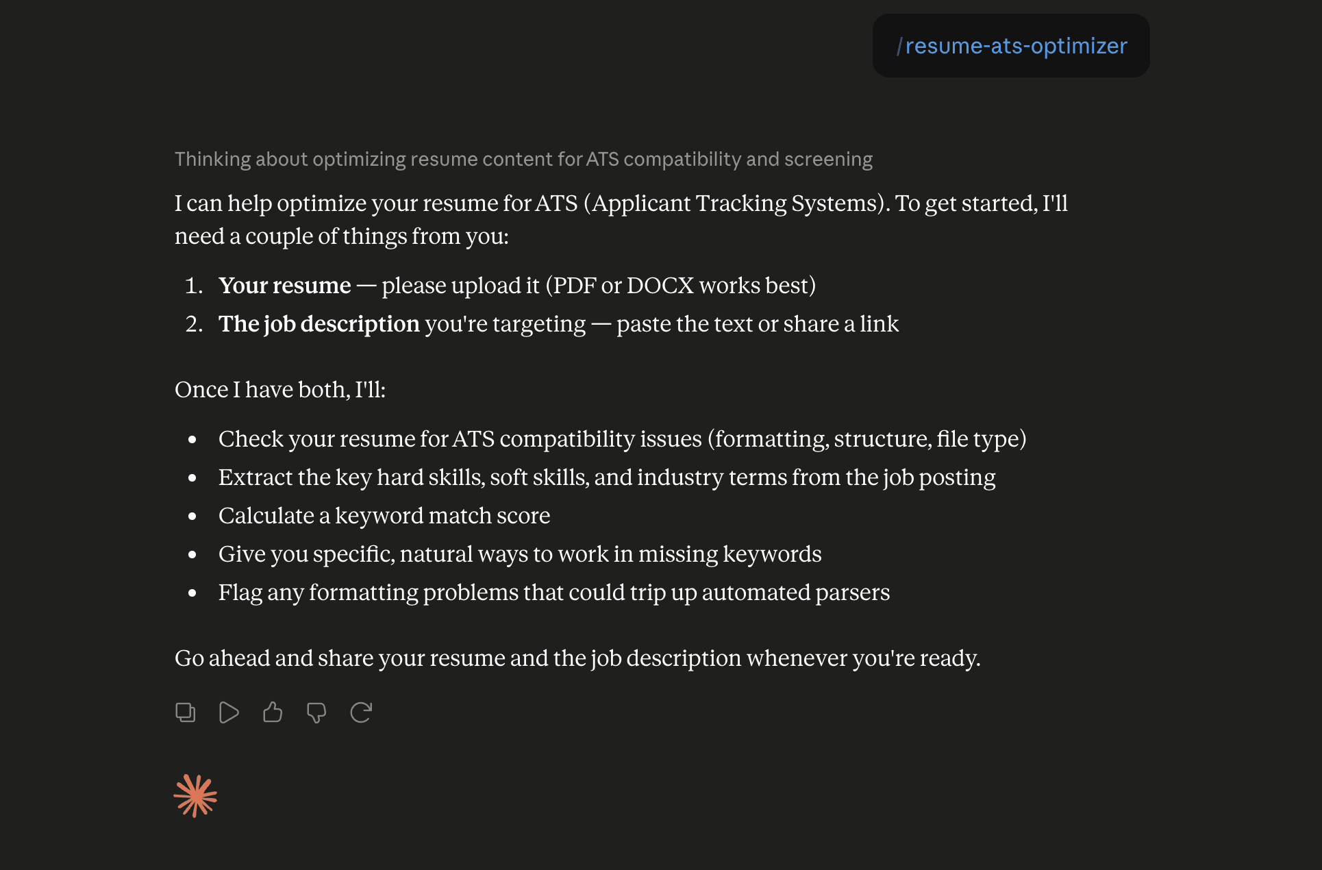 Step 6: Run the resume-ats-optimizer skill in Claude