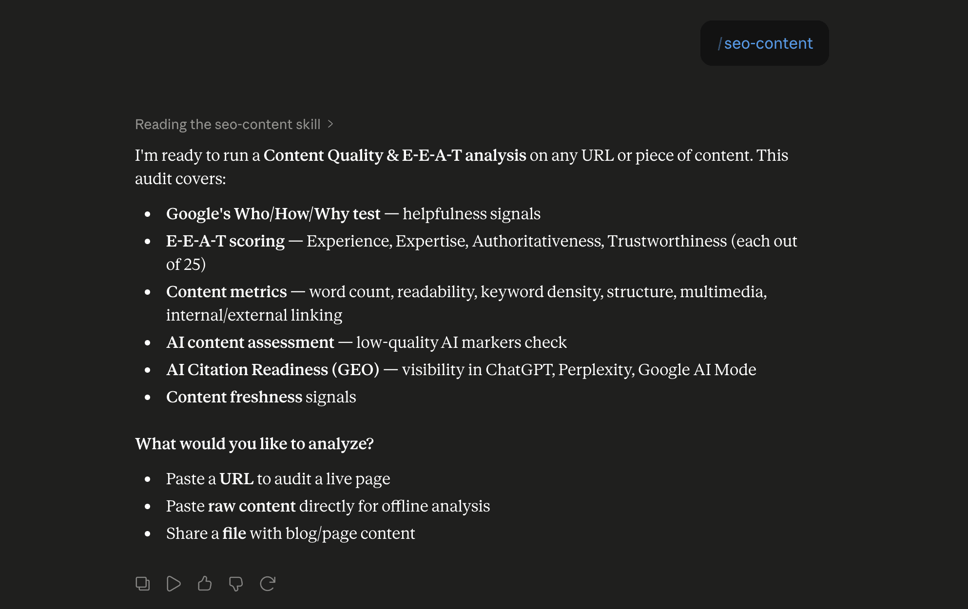 Step 6: Run the seo-content skill in Claude