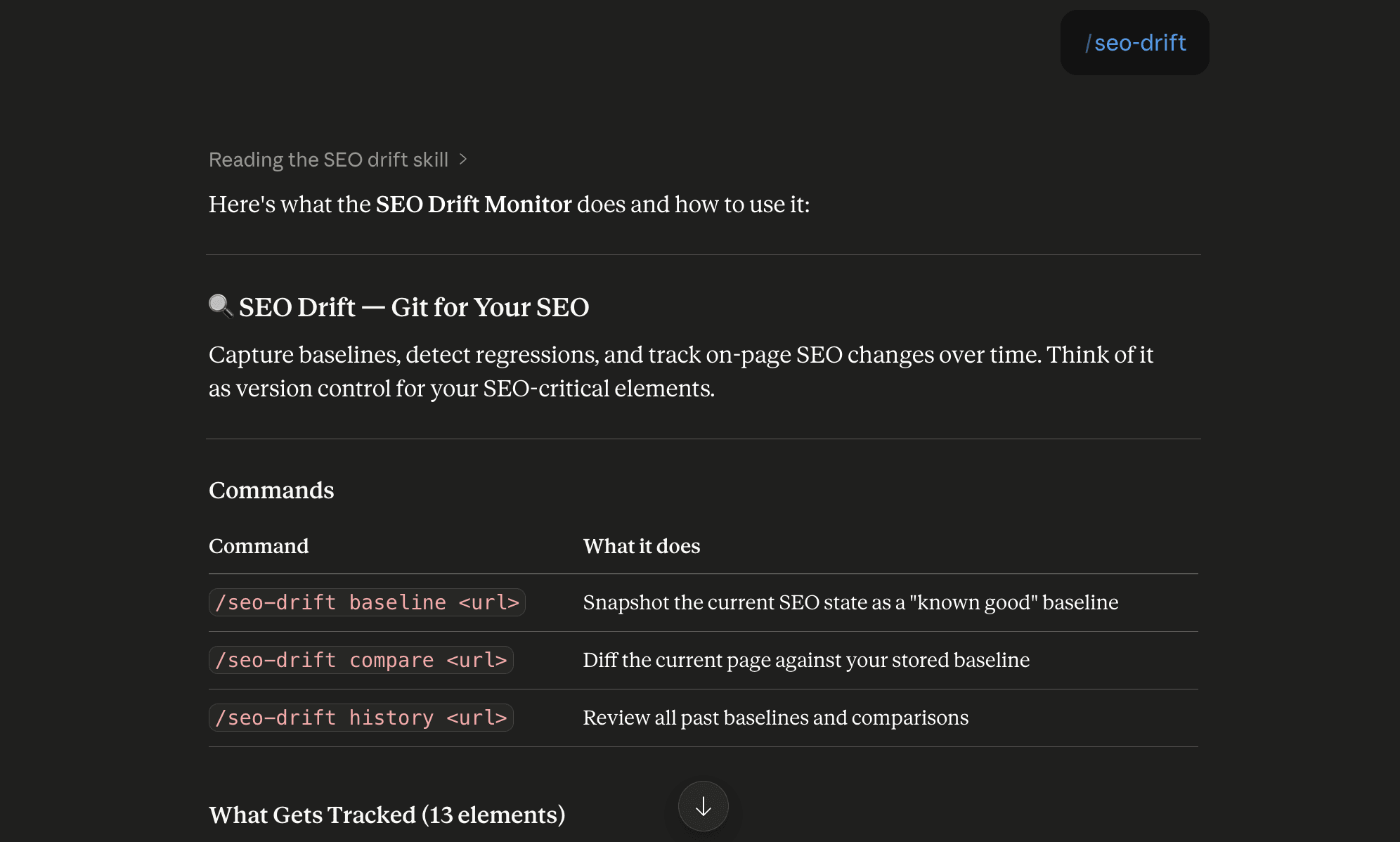 Step 6: Run the seo-drift skill in Claude