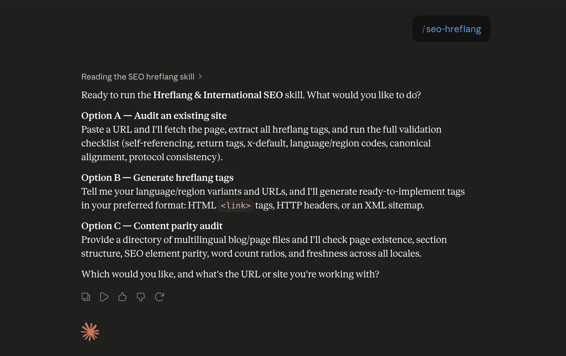Step 6: Run the seo-hreflang skill in Claude
