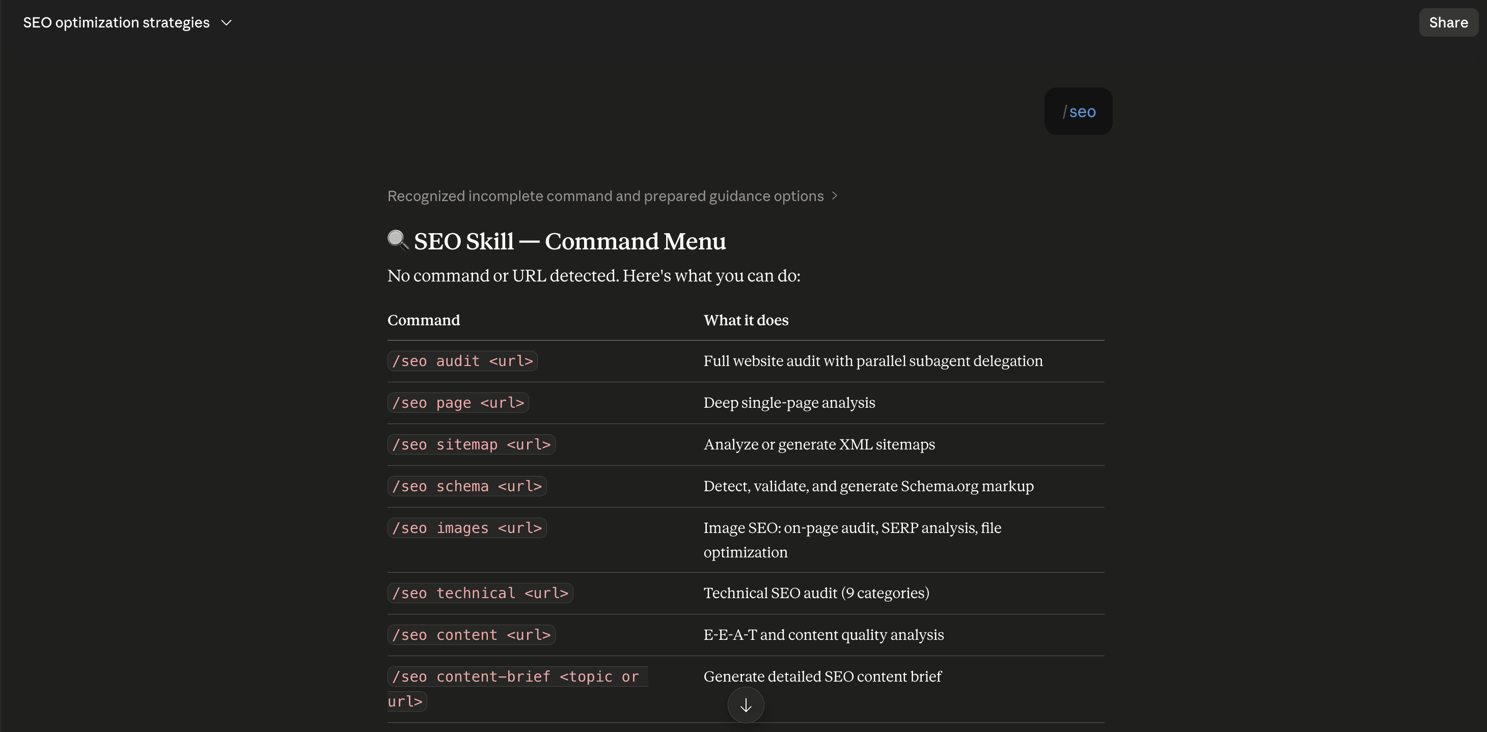 Step 6: Run the seo skill in Claude