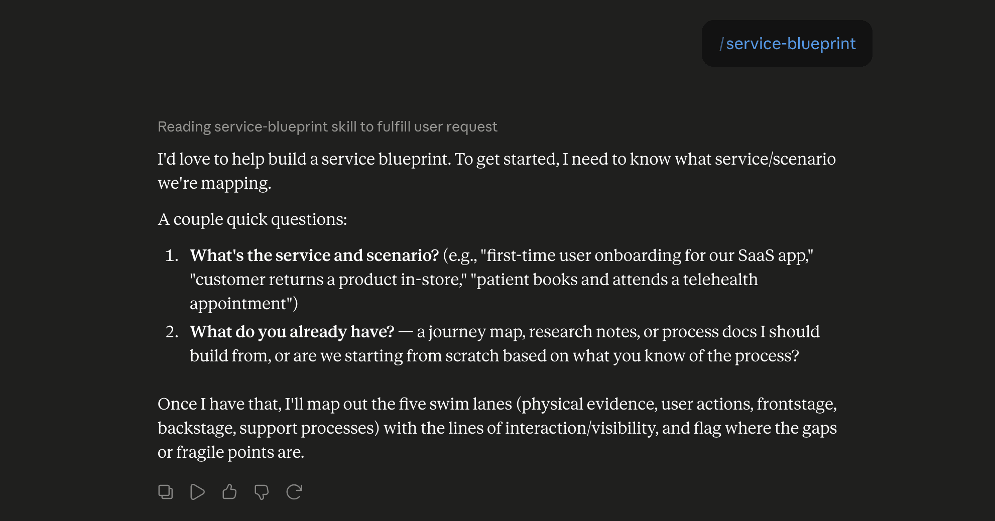 Step 6: Run the service-blueprint skill in Claude