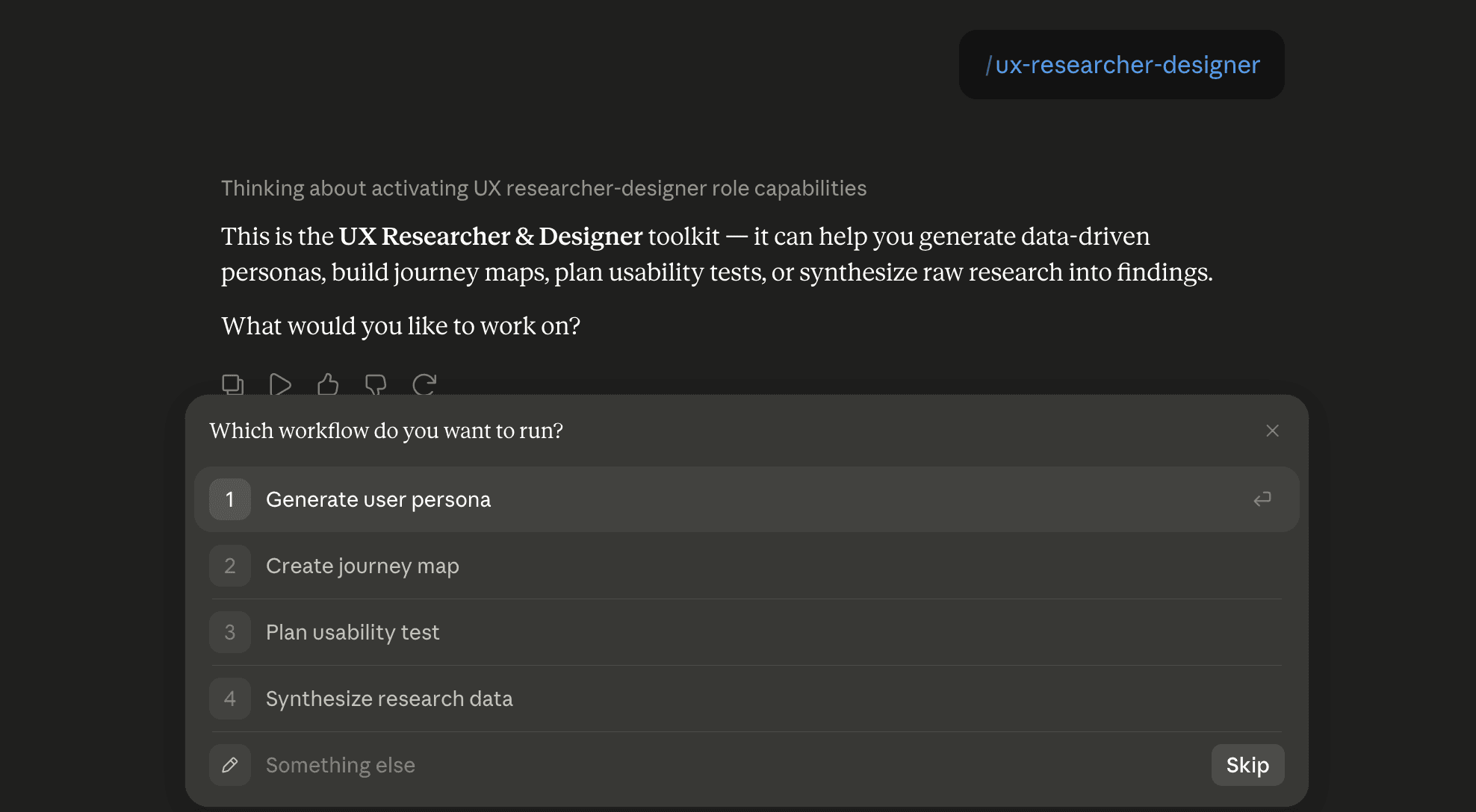 Step 6: Run the ux-researcher-designer skill in Claude