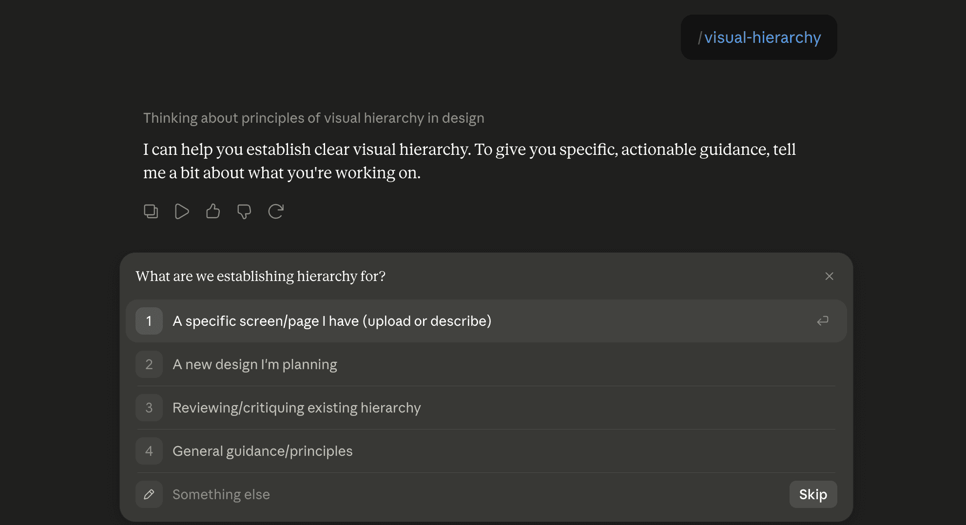 Step 6: Run the visual-hierarchy skill in Claude