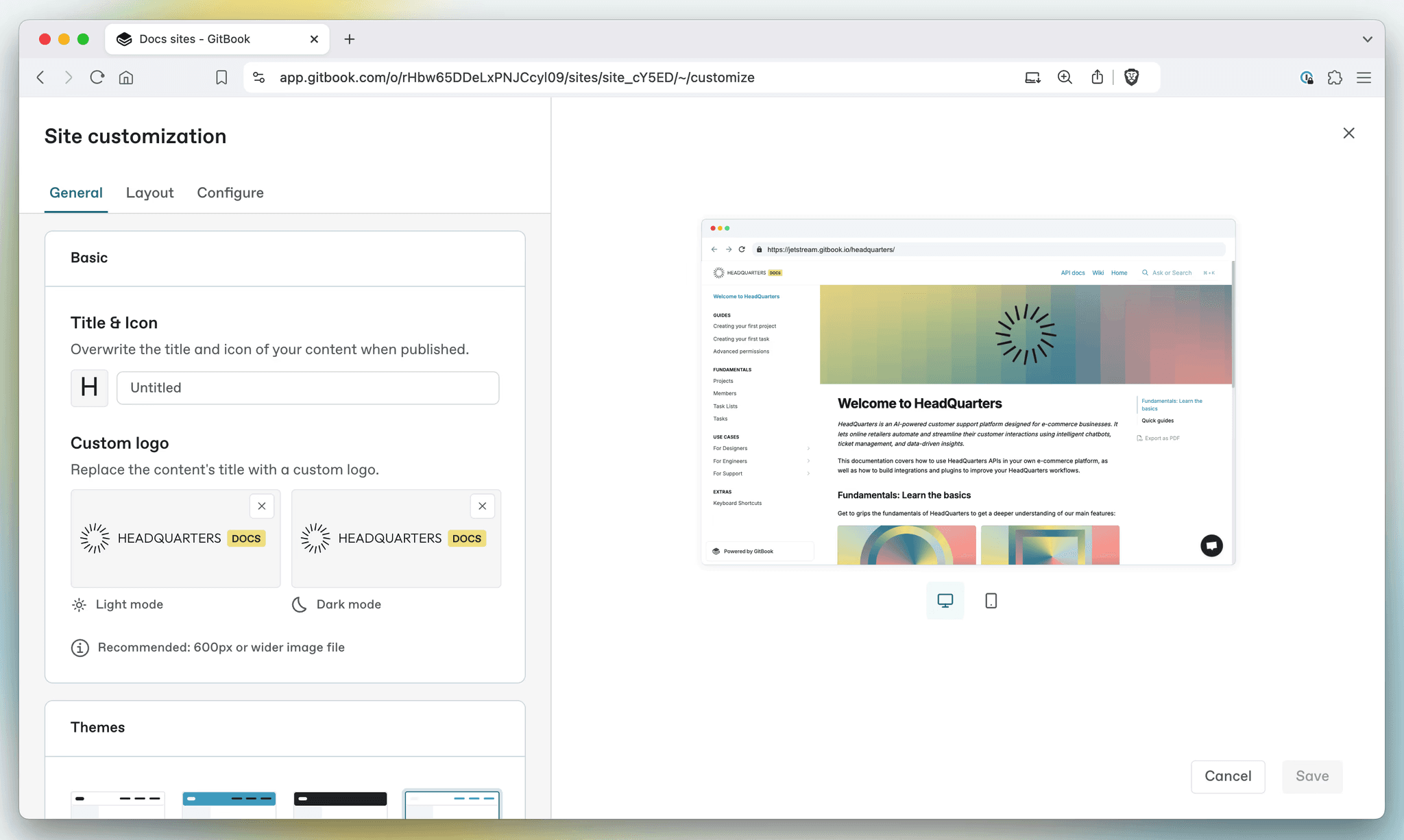 Site customization