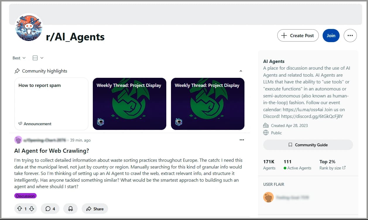r/aiagents is one of the best subreddits for b2b saas startups