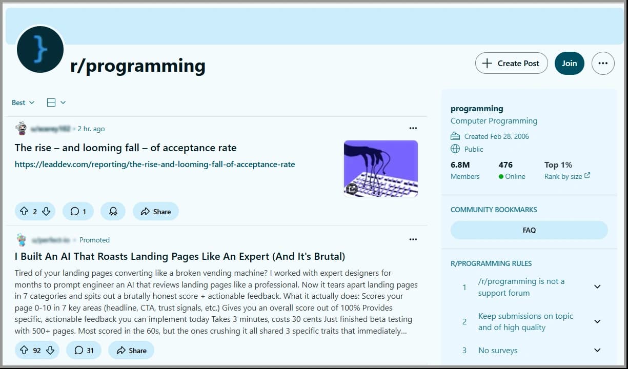 r/programming is one of the best subreddits for b2b saas startups
