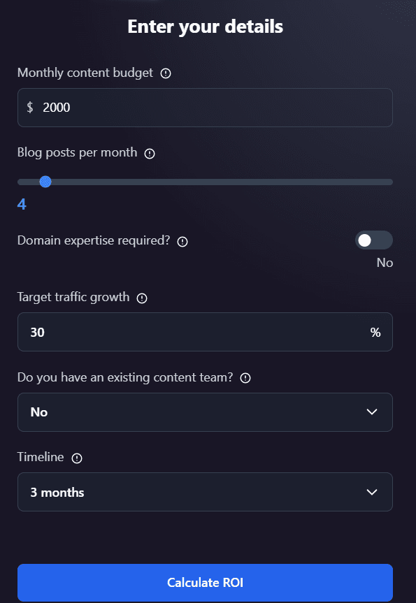 content marketing roi calculator