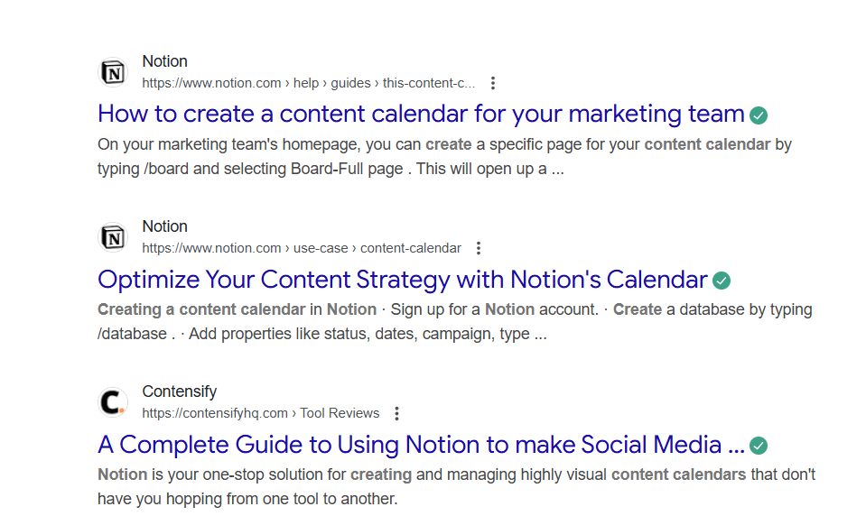 Notion's guide tops SERP