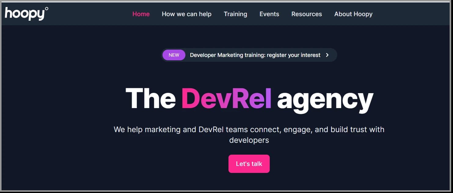 hoopy is a developer marketing agency