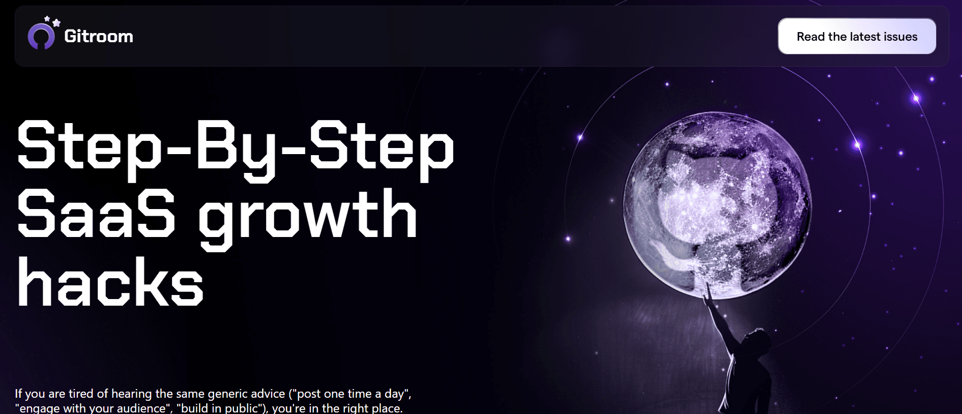Gitroom's homepage promoting step-by-step SaaS growth hacks