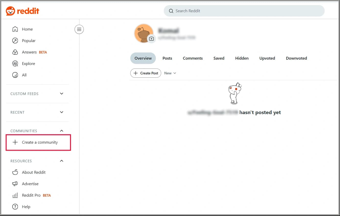 how to create a reddit account - create a reddit account first and click on create a community