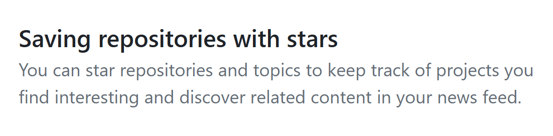 GitHub's documentation on saving repositories with stars