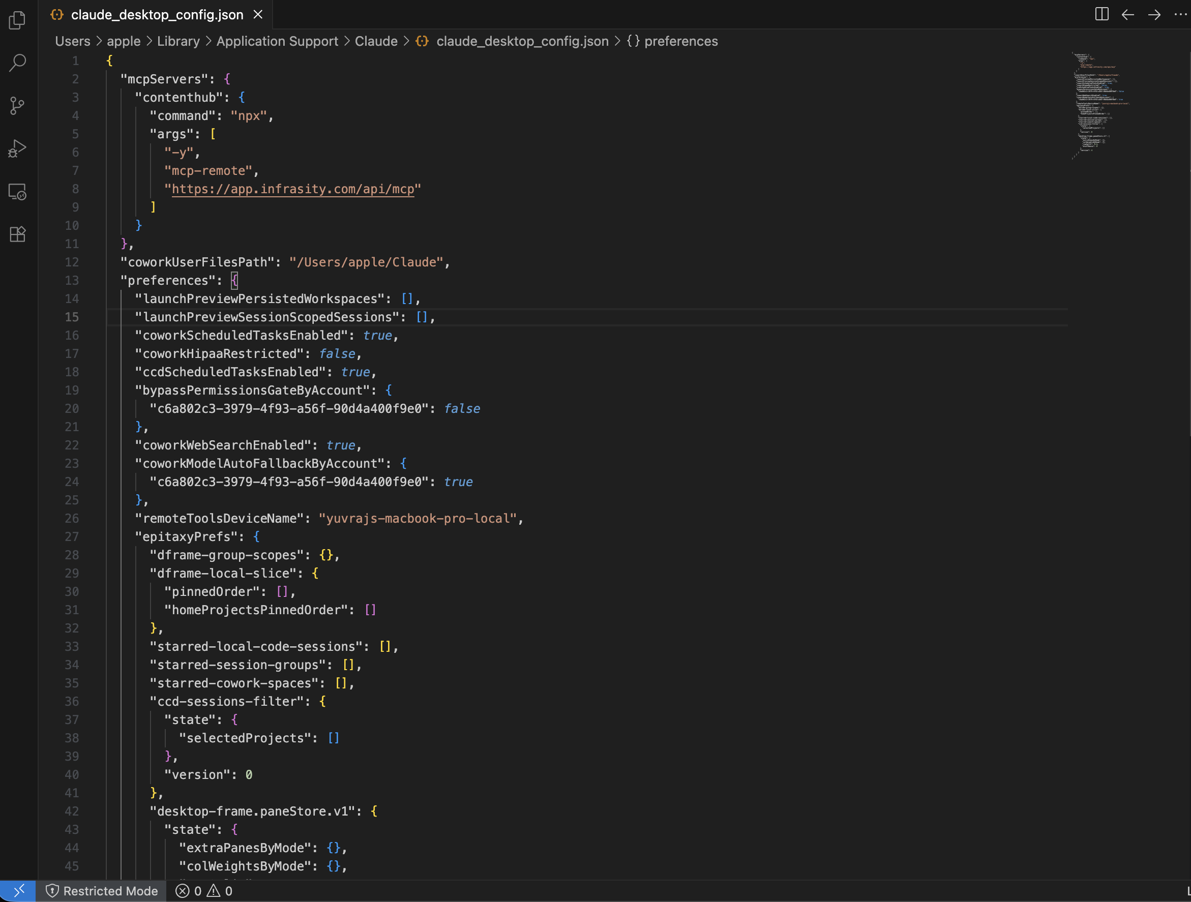 claude_desktop_config.json after adding the contenthub entry under mcpServers