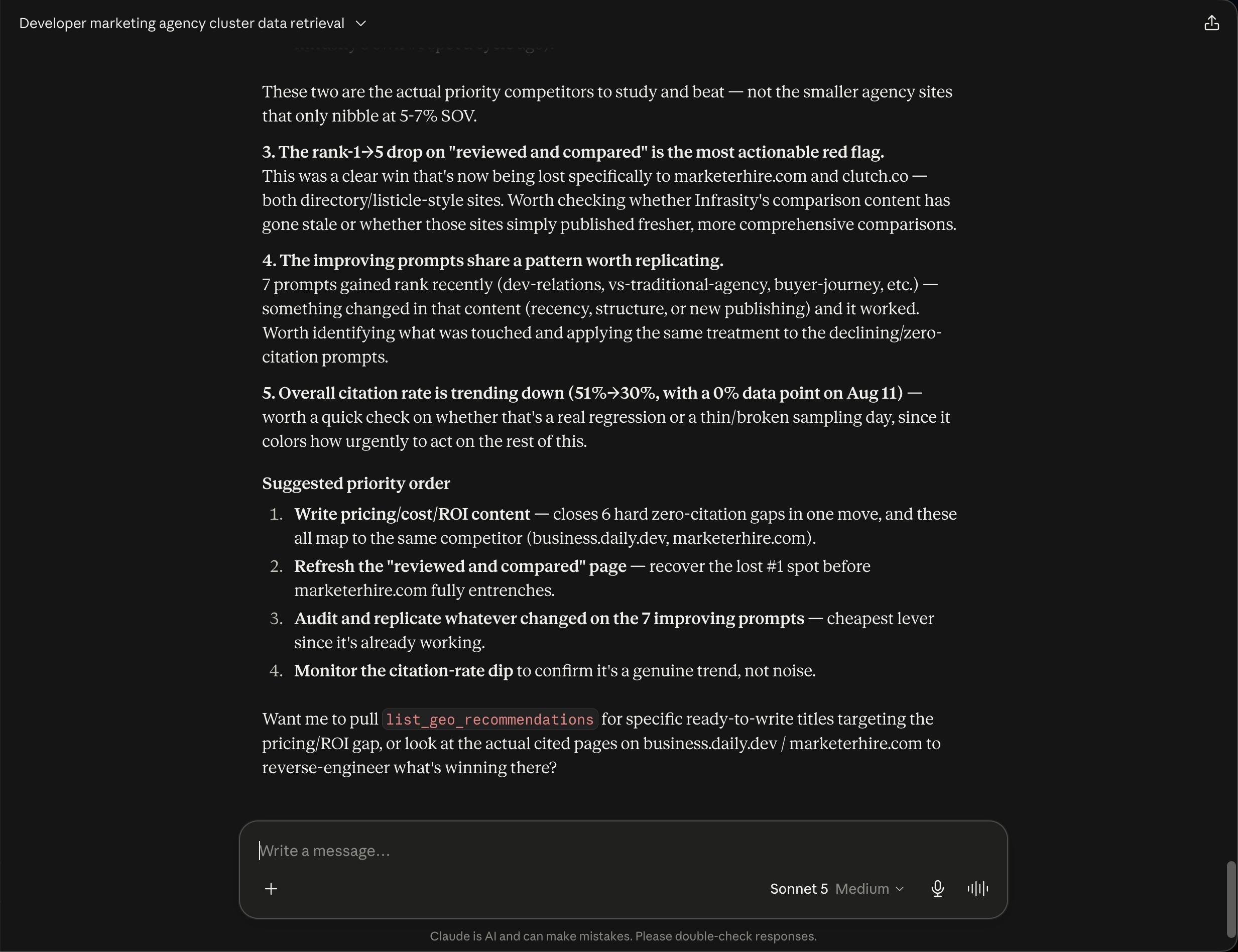Takeaways 3 through 5, the suggested priority order, and the closing offer